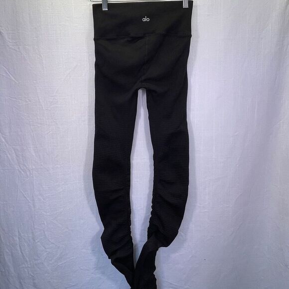 Alo Black Pull On High Waisted Full Length Performance Yoga Leggings Size Small - Picture 1 of 7